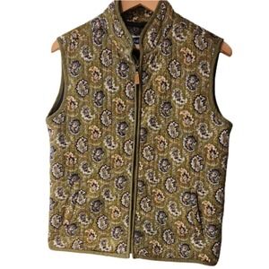 Tabi Large Garden Green Quilted Paisley Vest